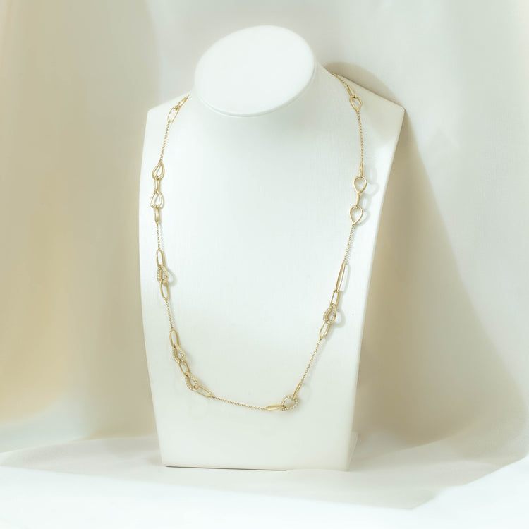 14ky 1.10ctw Oval Link Station Necklace