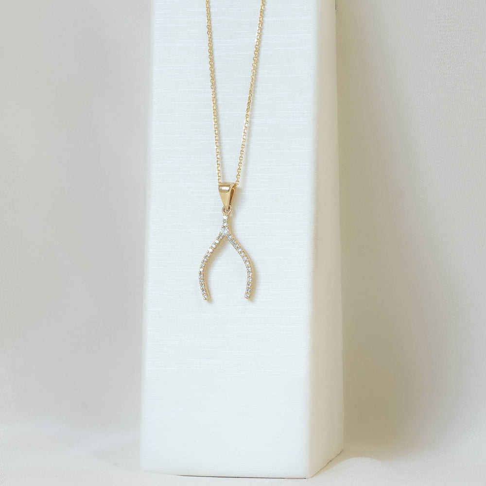 14ky Diamond Wishbone Necklace