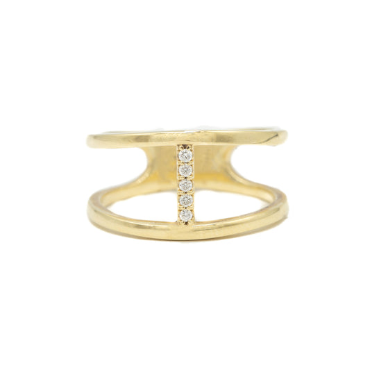 14ky Double Wide Pave Diamond Band