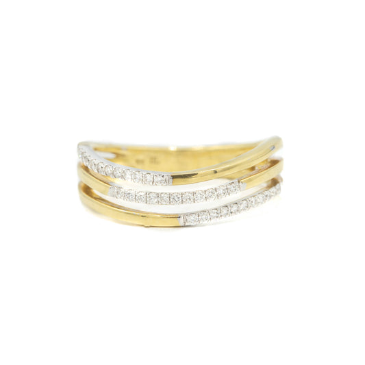 18kt Three Row Gold & Diamond Band