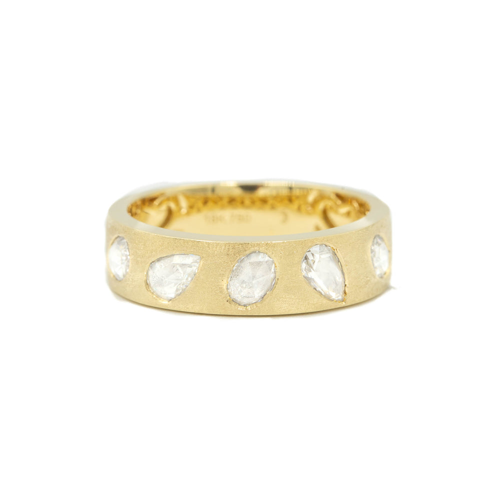 18kt Pear & Oval-Cut Diamond Wide Band