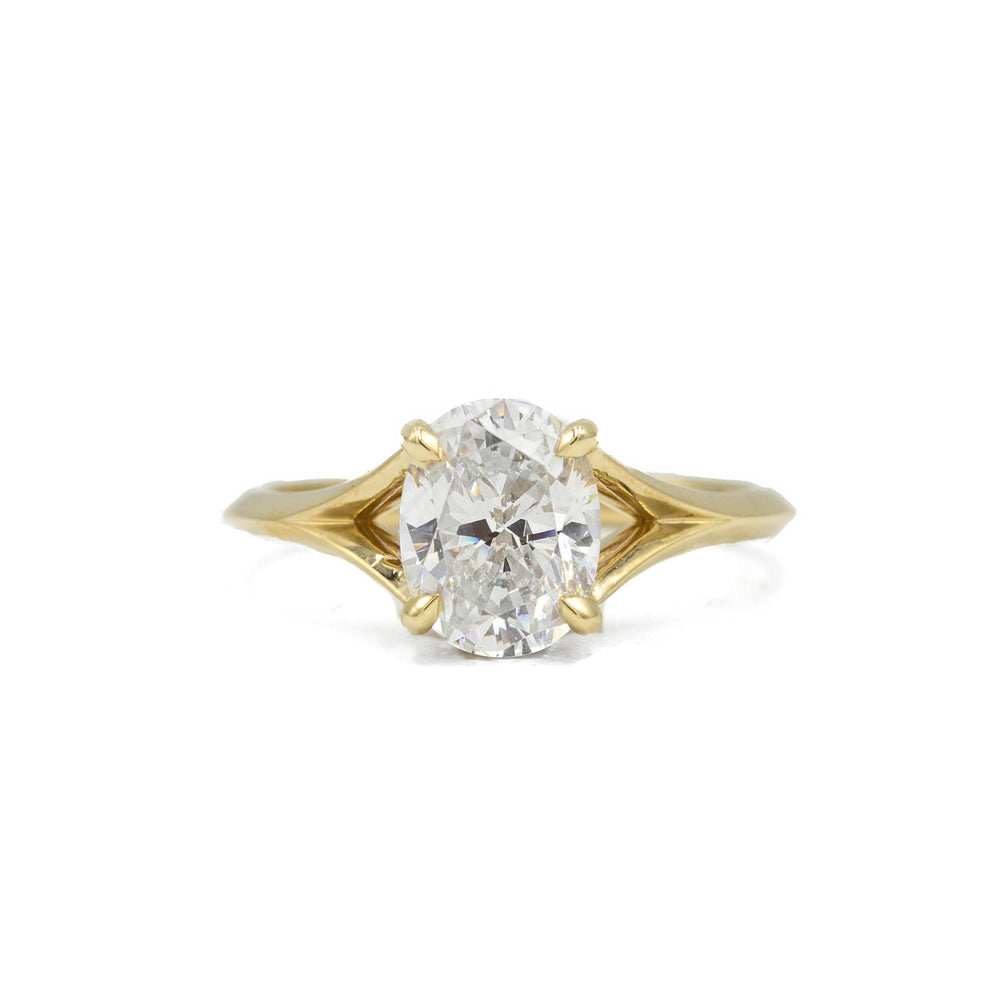 Oval Halo Split Shank Engagement Ring | Ouros Jewels