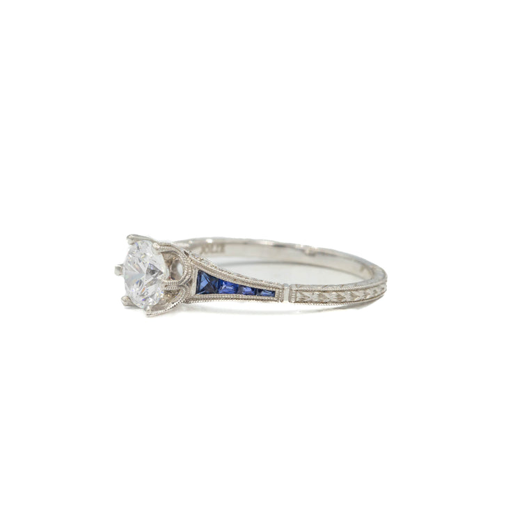 18kw Sapphire & Diamond Tapered Ring