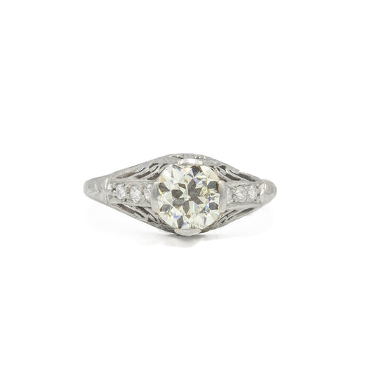 Vintage Platinum 1.01ct Tapered Filigree with Accents Ring