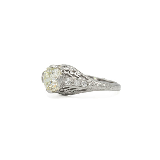 Vintage Platinum 1.01ct Tapered Filigree with Accents Ring