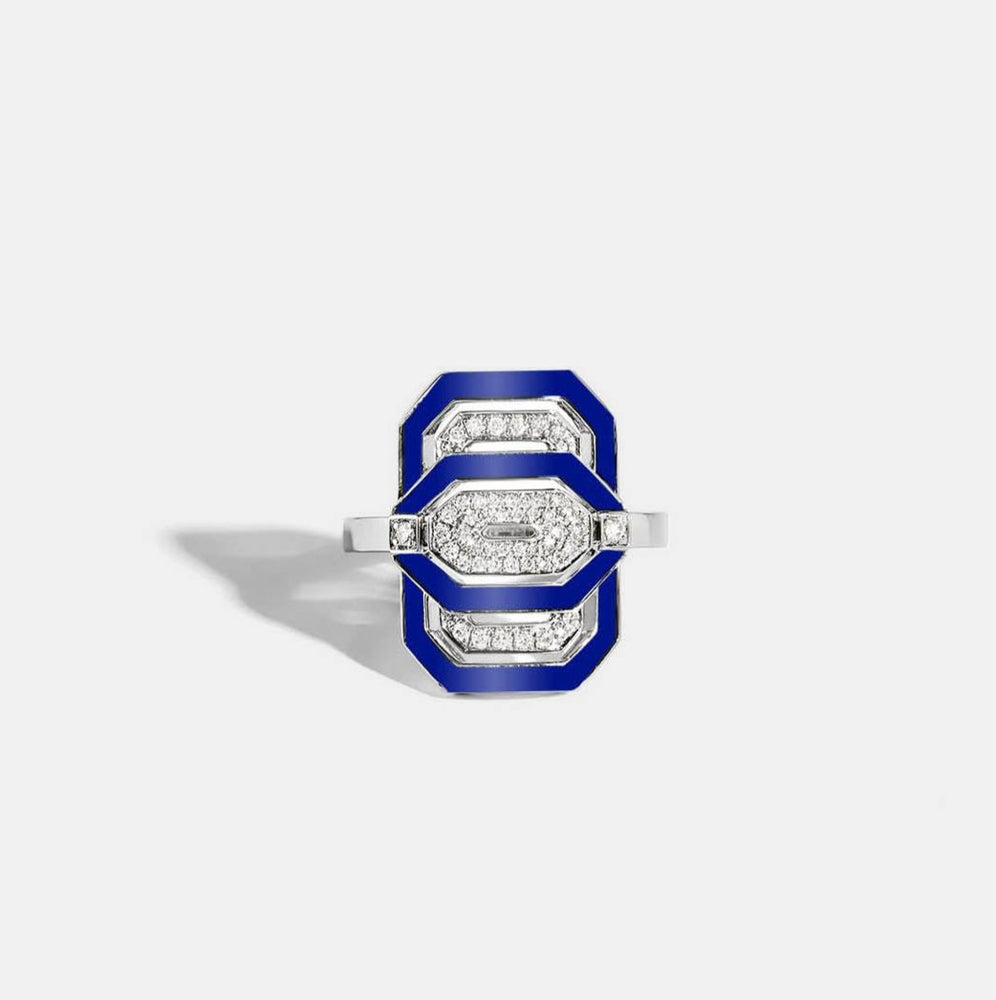 18wg Blue Enamel & Diamond 