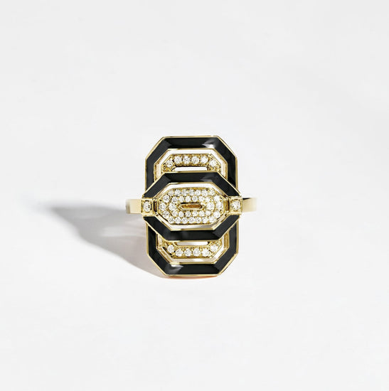 18ky Black Enamel & Diamond 