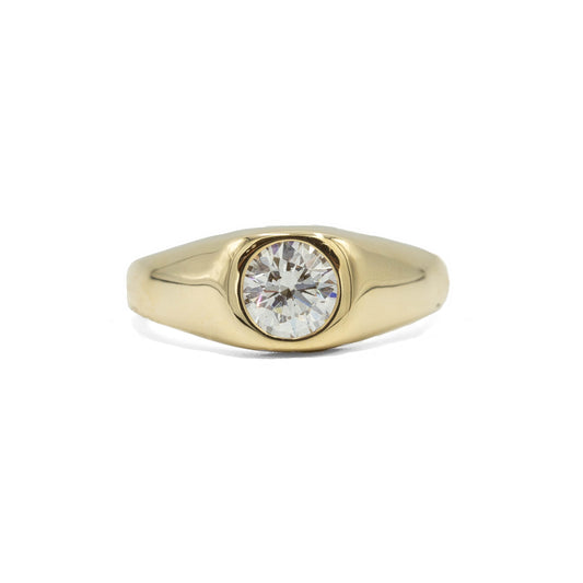 14y .82ct Round Diamond Signet Ring