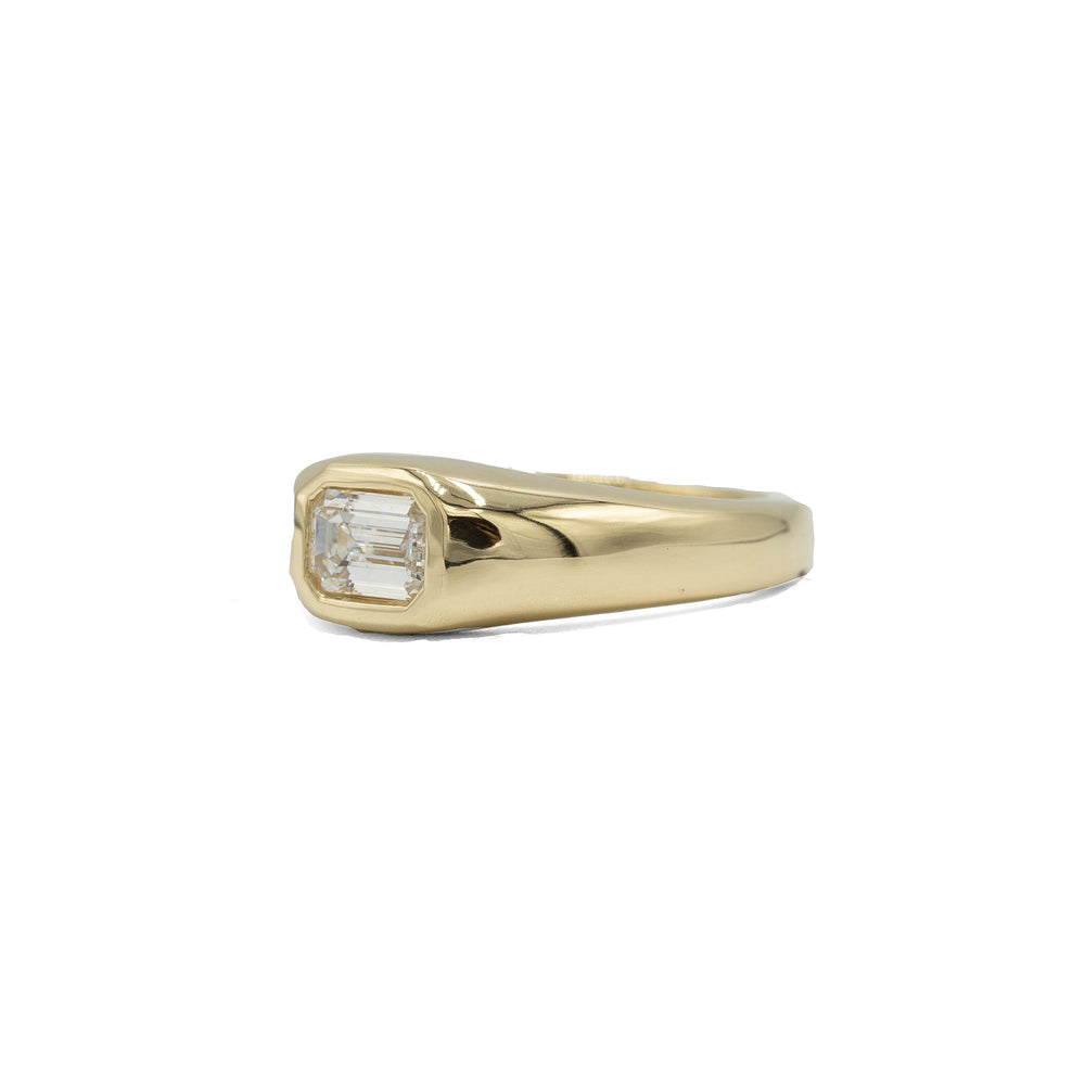 14ky .57ct Emerald Diamond Signet Ring