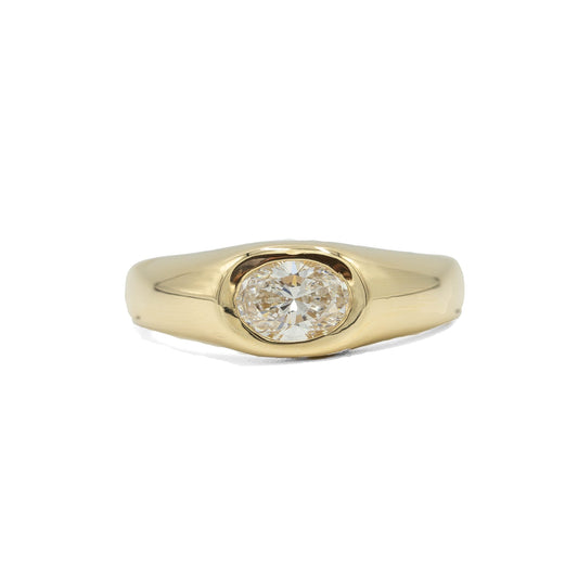 14ky .68ct Oval Diamond Signet Ring