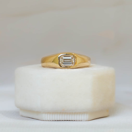 14y .57ct Emerald-Cut Diamond Signet Ring