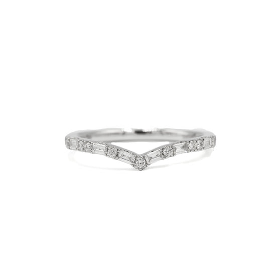 14kw Baguette & Round Chevron Band