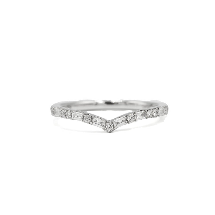 14kw Baguette & Round Chevron Band