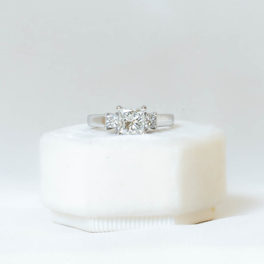 Platinum 1.01ct Princess 3-Stone Diamond Ring