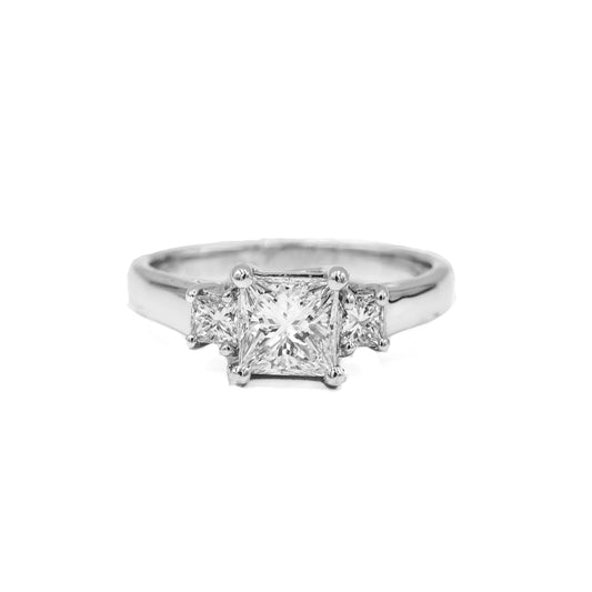 Platinum 1.01ct Princess 3-Stone Diamond Ring