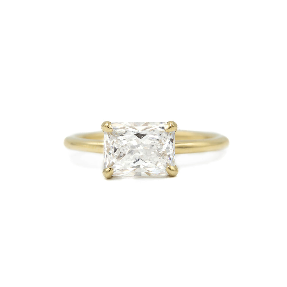 14ky Emerald-Cut East-West Solitaire Ring