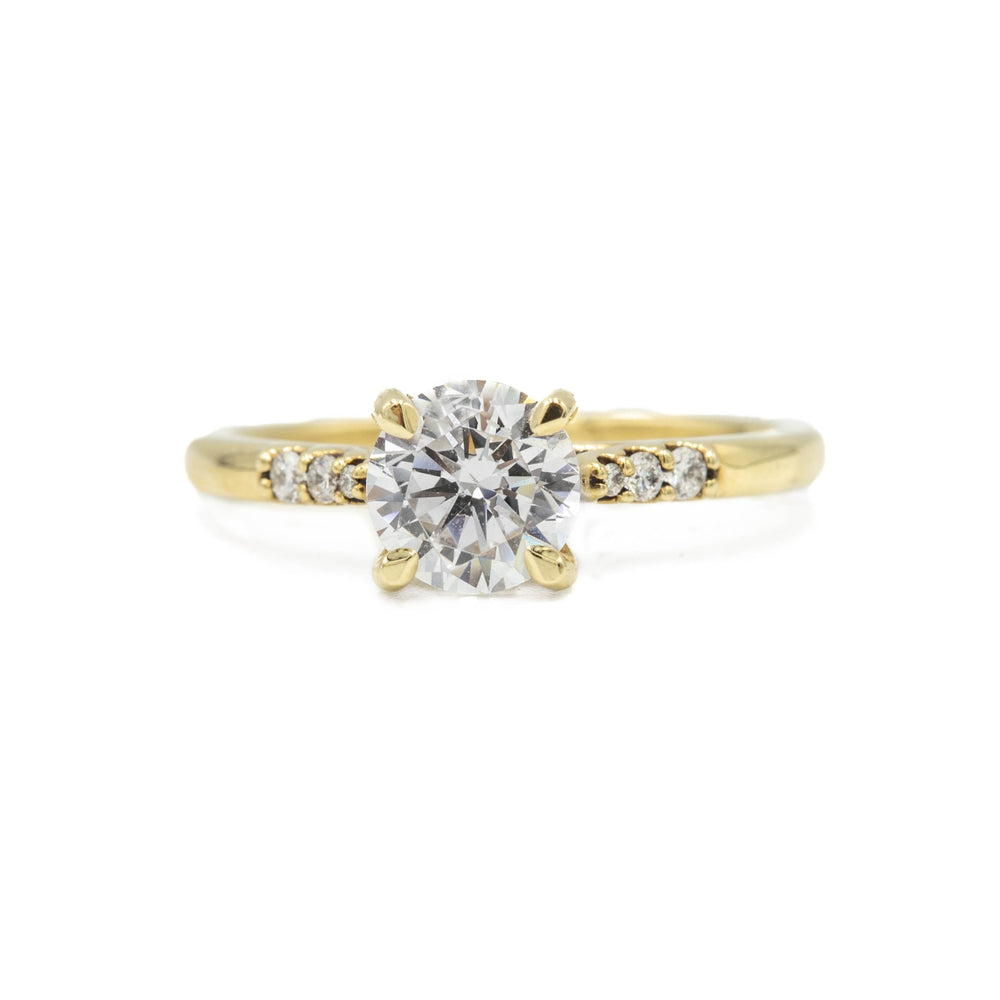 14ky 4-Prong Diamond Accented Cathedral Ring