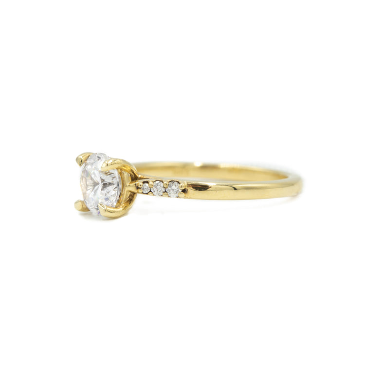 14ky 4-Prong Diamond Accented Cathedral Ring