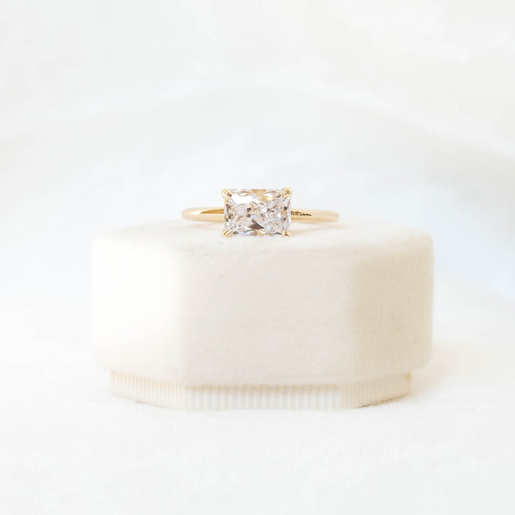 14ky Emerald-Cut East-West Solitaire Ring