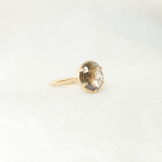 2.18ct Oval Salt & Pepper Diamond Crown Ring