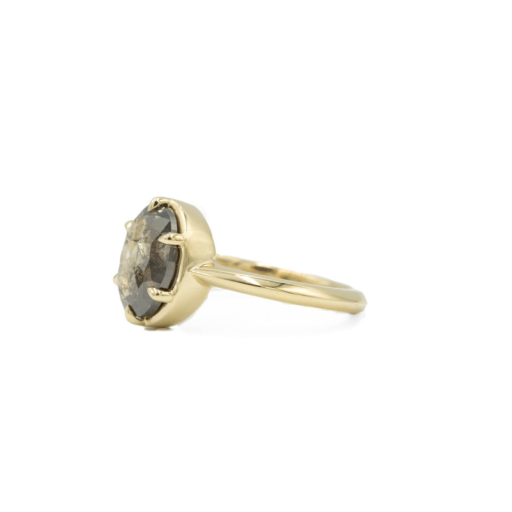 2.18ct Oval Salt & Pepper Diamond Crown Ring