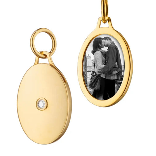 18ky Oval Half Locket With Diamond