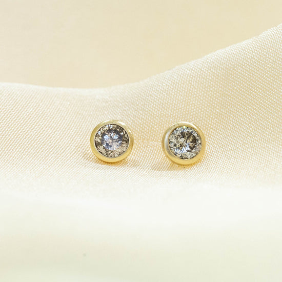 .57ctw Salt & Pepper Bezel Diamond Earrings