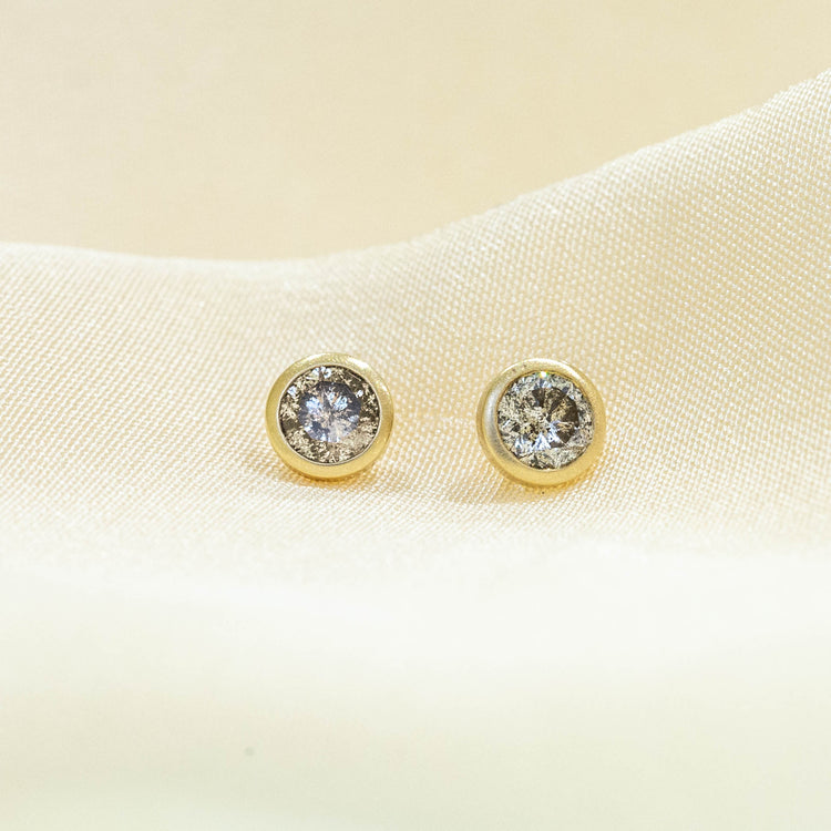 .57ctw Salt & Pepper Bezel Diamond Earrings