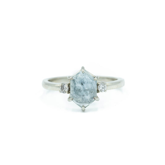 2.10ct Hex-Shaped Light Blue Sapphire "Ellie" Ring