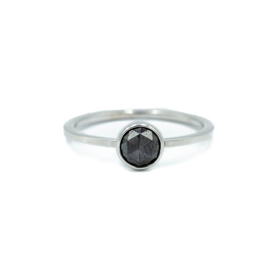 .79ct Black Diamond Bezel Ring