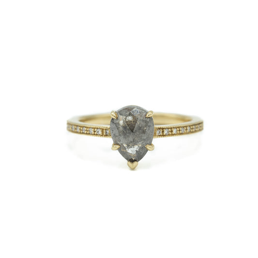 1.34ct "Terryn" Pear-Shaped Salt & Pepper Diamond Ring