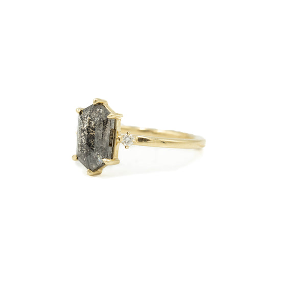 2.18ct Hex-Shaped "Ellie" Salt & Pepper Diamond Ring