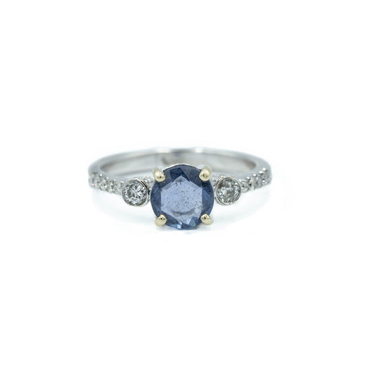 1.01ct Sapphire & Diamond 3-Stone Ring