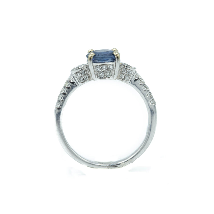 1.01ct Sapphire & Diamond 3-Stone Ring