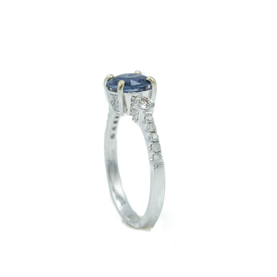 1.01ct Sapphire & Diamond 3-Stone Ring