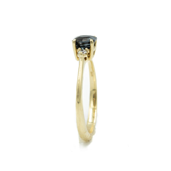 .86ct Hex-Shaped Teal Sapphire & Diamond Ring