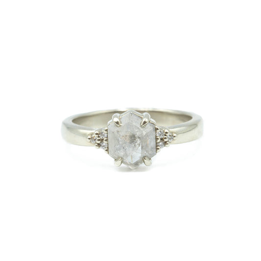 1.24ct "Maya" Hex-Shaped Salt & Pepper Diamond Ring