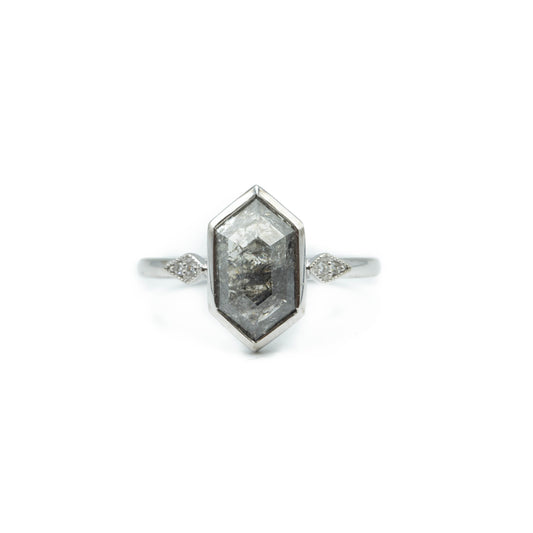 2.0ct Elongated-Hex “Sasha” Salt & Pepper Diamond Ring