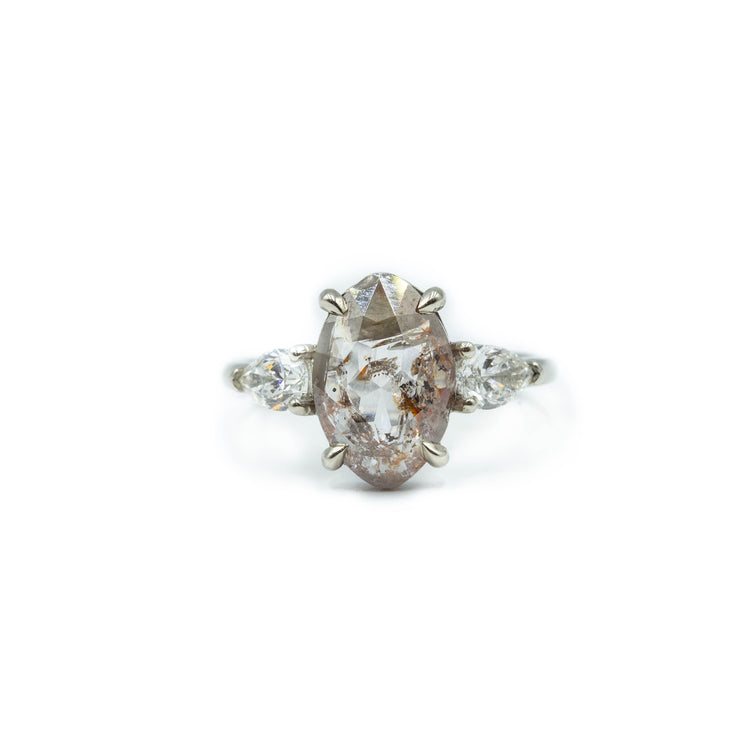 2.26ct Oval-Cut Three-Stone Salt & Pepper Diamond Ring