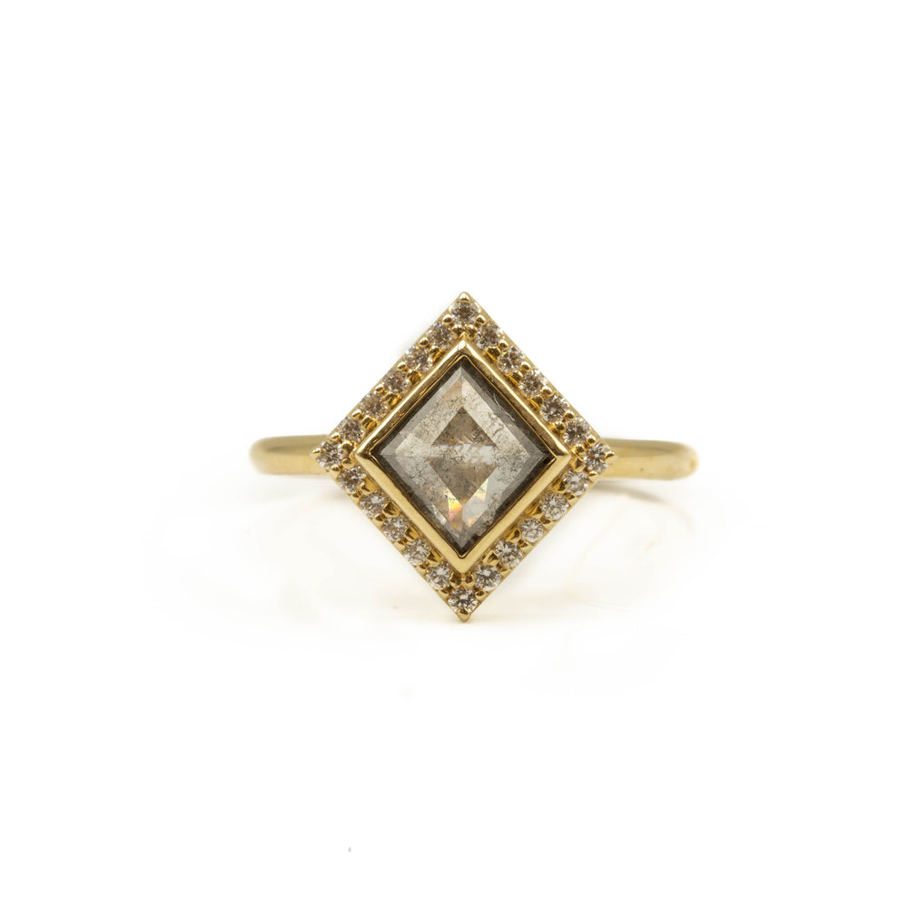 .78ct Halo Princess-Cut Salt & Pepper DiamondRing