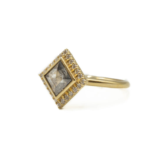 .78ct Halo Princess-Cut Salt & Pepper DiamondRing