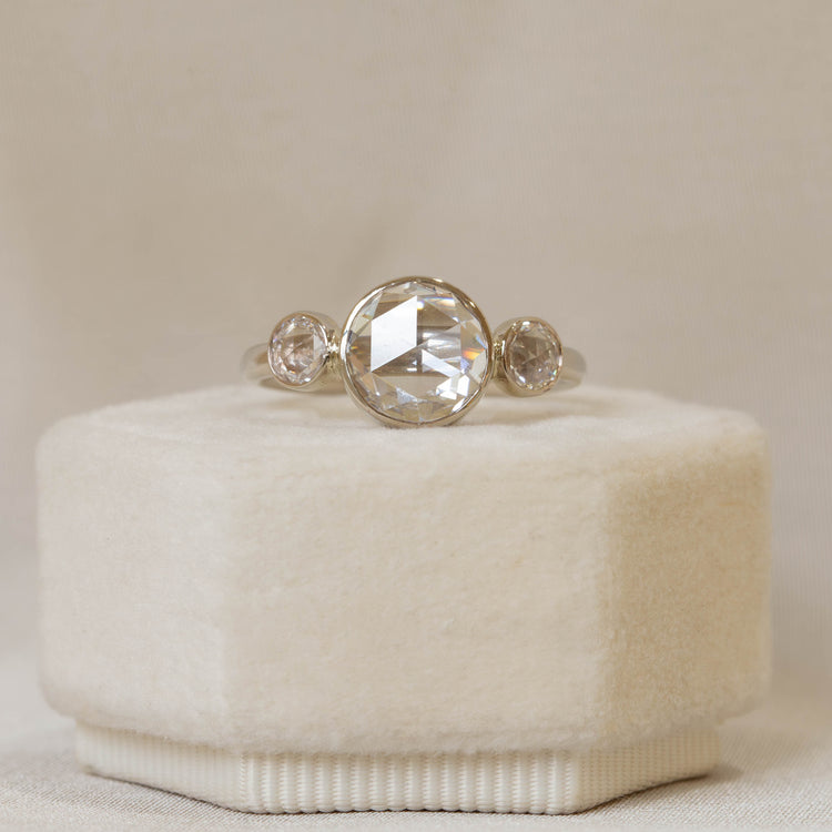 1.72ct 3-Stone Rose-Cut Diamond Ring