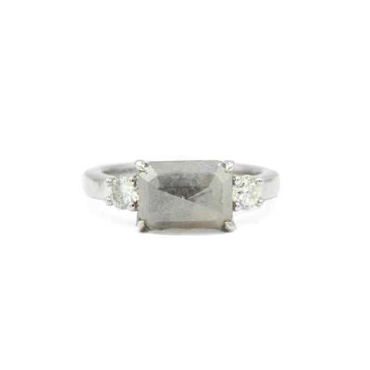 3.17ct East-West Salt & Pepper Diamond Ring