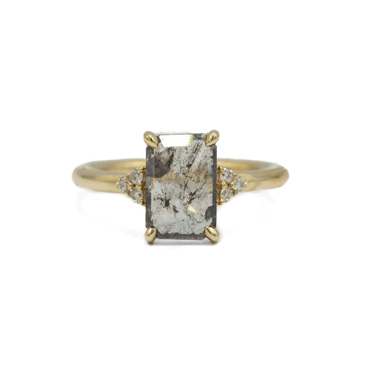 14ky 1.52ct Emerald Salt & Pepper "Maya" Diamond Ring