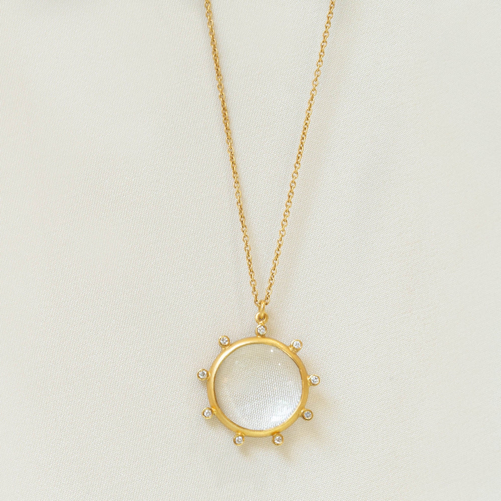 14k Celestial Looking Glass 0.09ctw Accented Necklace by Marika