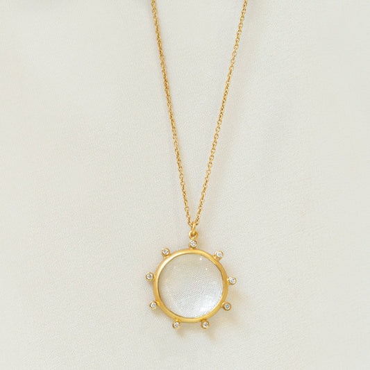 14k Celestial Looking Glass 0.09ctw Accented Necklace by Marika