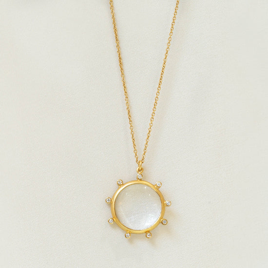 14k Celestial Looking Glass 0.09ctw Accented Necklace by Marika