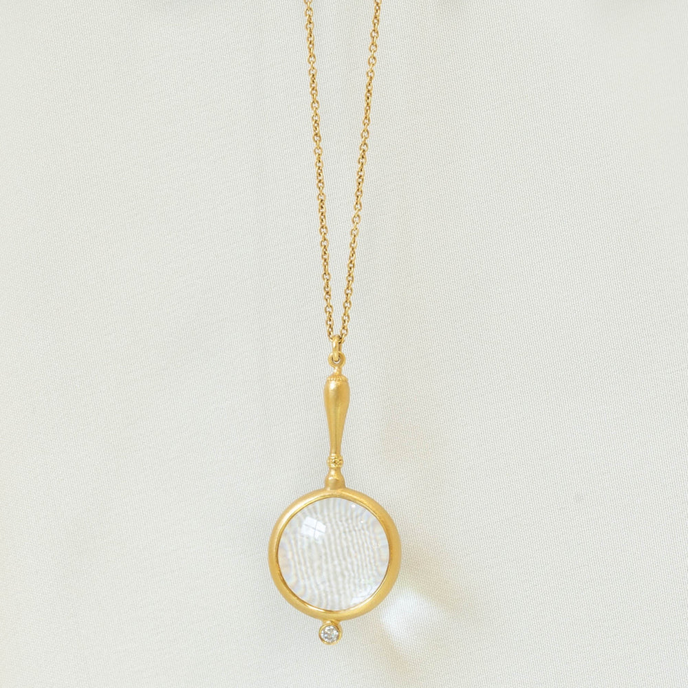 14k Yellow Gold Looking Glass Necklace with 0.05ctw Accent by Marika