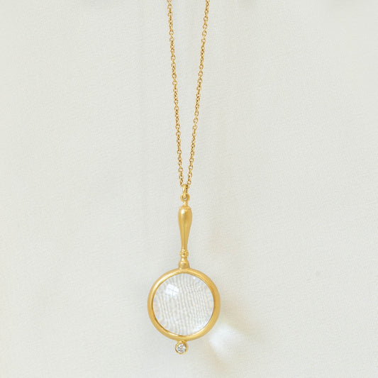 14k Yellow Gold Looking Glass Necklace with 0.05ctw Accent by Marika