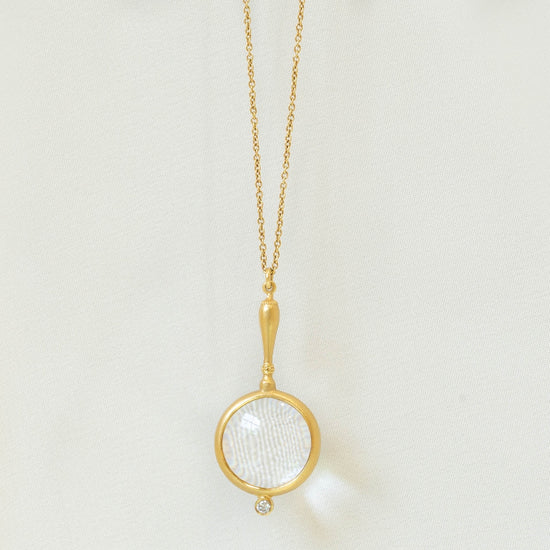 14k Yellow Gold Looking Glass Necklace with 0.05ctw Accent by Marika